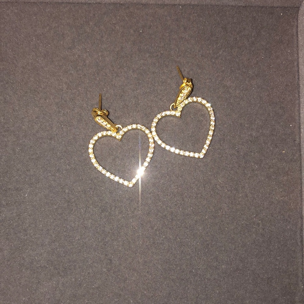 Rhinestone heart dangle earrings